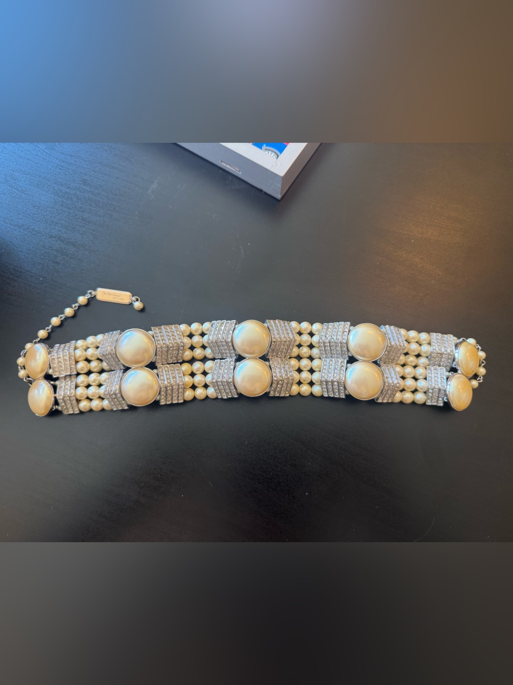 Vintage Yves Saint Laurent 027/500 Silver Faux Pearl Couture Statement Necklace